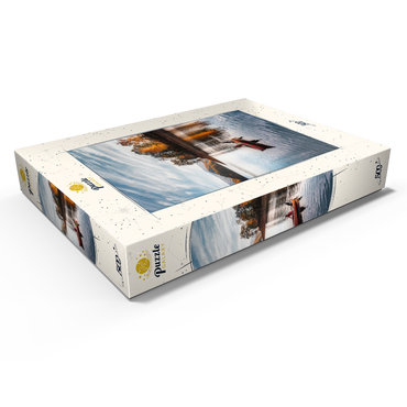 Darstellung des Puzzle Motivs Canoeing on Tranquil Lake in Autumn 500 Puzzle Schachtel Ansicht1