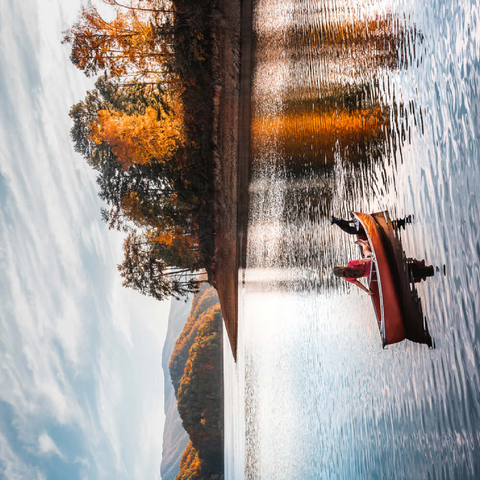 Darstellung des Puzzle Motivs Kanufahren auf einem ruhigen See im Herbst Canoeing on Tranquil Lake in Autumn 500 Puzzle 3D Modell