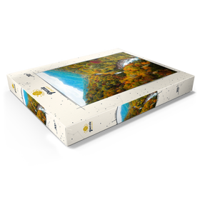 Darstellung des Puzzle Motivs Herbstliches Bergtal mit fließendem Fluss - Puzzleteile: 200