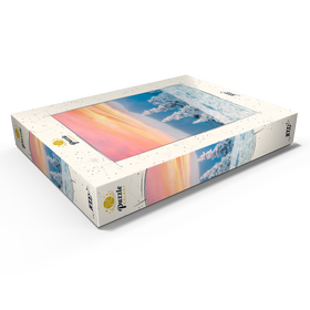 Darstellung des Puzzle Motivs Schneebedeckte Bäume bei Sonnenuntergang im Wintergebirge - Puzzleteile: 1000