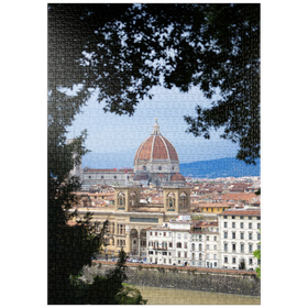 Darstellung des Puzzle-Motivs Die Kathedrale von Florenz umrahmt von Bäumen – Puzzleteile: 1000