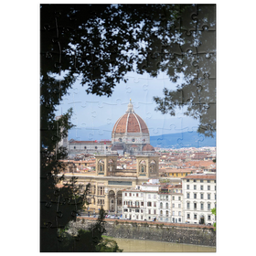 Darstellung des Puzzle Motivs Die Kathedrale von Florenz umrahmt von Bäumen - Puzzleteile: 100