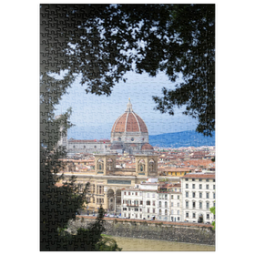 Darstellung des Puzzle-Motivs Die Kathedrale von Florenz umrahmt von Bäumen – Puzzleteile: 500