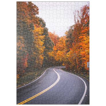 Darstellung des Puzzle Motivs puzzleplate Winding Road Through Vibrant Autumn Forest 500 Puzzle