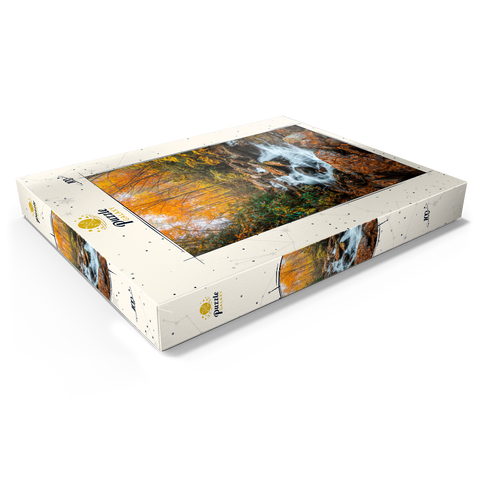 Cascading Stream in Autumn Forest 100 Puzzle Schachtel Ansicht1