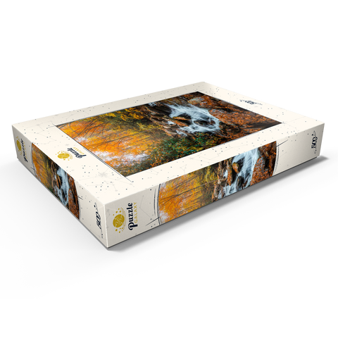Cascading Stream in Autumn Forest 500 Puzzle Schachtel Ansicht1