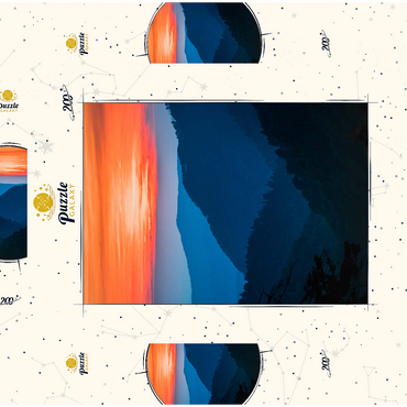 Darstellung des Puzzle Motivs Sunset Over Layered Mountain Ranges 200 Puzzle Schachtel 3D Modell