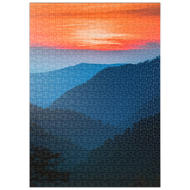 Darstellung des Puzzle Motivs puzzleplate Sunset Over Layered Mountain Ranges 500 Puzzle