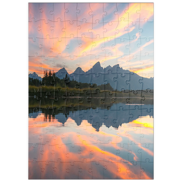 Darstellung des Puzzle Motivs puzzleplate Sunset Reflection Over Mountain Lake 100 Puzzle