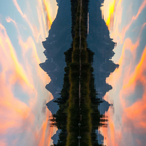 Darstellung des Puzzle Motivs Sonnenuntergang Reflexion über Bergsee Sunset Reflection Over Mountain Lake 200 Puzzle 3D Modell