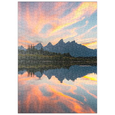 Darstellung des Puzzle Motivs puzzleplate Sunset Reflection Over Mountain Lake 500 Puzzle