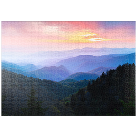 Darstellung des Puzzle Motivs Sonnenaufgang über den Smoky Mountain Ranges - Puzzleteile: 1000