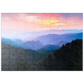 Darstellung des Puzzle Motivs Sonnenaufgang über den Smoky Mountain Ranges - Puzzleteile: 100