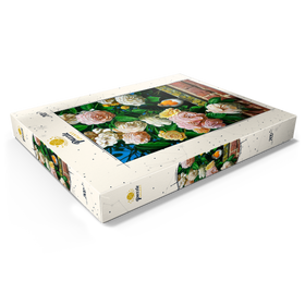 Alternative Darstellung des Puzzle-Motivs Rotkehlchen zwischen blühenden Rosen – Puzzleteile: 200