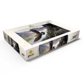 Alternative Darstellung des Puzzle-Motivs Steinadler auf dem Weg zum Nest in den Bergen – Puzzleteile: 1000