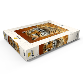 Darstellung des Puzzle Motivs Majestätischer bengalischer Tiger im goldenen Gras - Puzzleteile: 1000