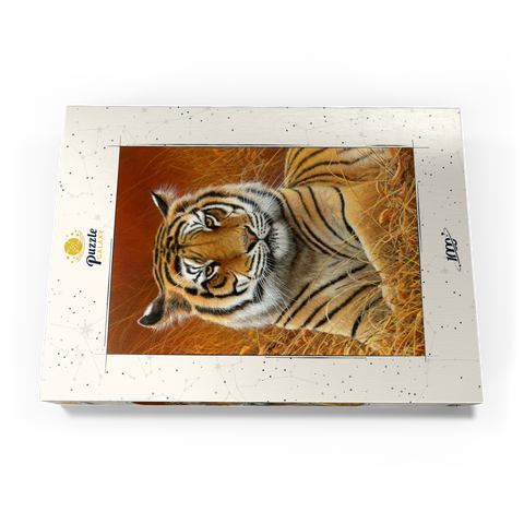 Darstellung des Puzzle Motivs Majestätischer bengalischer Tiger im goldenen Gras Majestic Bengal Tiger in Golden Grass 1000 Puzzle Schachtel Ansicht3