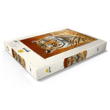 Darstellung des Puzzle Motivs Majestic Bengal Tiger in Golden Grass 100 Puzzle Schachtel Ansicht1