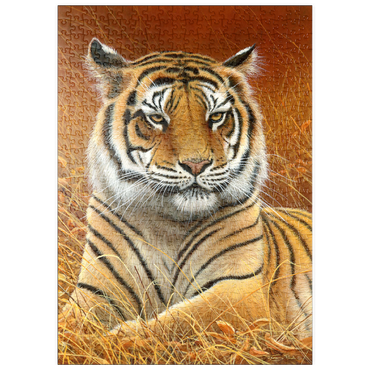 Darstellung des Puzzle Motivs puzzleplate Majestic Bengal Tiger in Golden Grass 500 Puzzle
