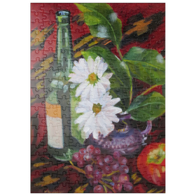 Darstellung des Puzzle-Motivs Stillleben mit Gänseblümchen und Obst – Puzzleteile: 200
