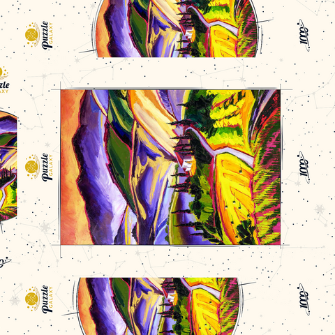 Darstellung des Puzzle Motivs Lebendige Landschaft in der Toskana Vibrant Tuscan Countryside Landscape 1000 Puzzle Schachtel 3D Modell