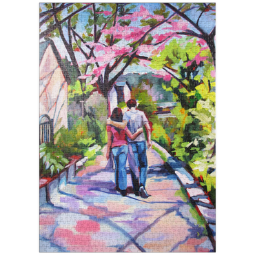 puzzleplate Couple Strolling Under Blossoming Trees 1000 Puzzle