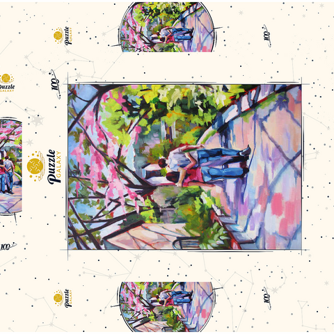 Couple Strolling Under Blossoming Trees 100 Puzzle Schachtel 3D Modell