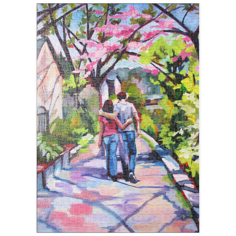 puzzleplate Couple Strolling Under Blossoming Trees 500 Puzzle