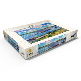 Alternative Darstellung des Puzzle-Motivs Ruhiges Seeufer mit Ruderboot – Puzzleteile: 1000