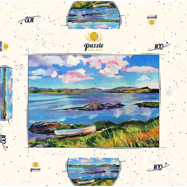Tranquil Lakeside with Rowboat 100 Puzzle Schachtel 3D Modell