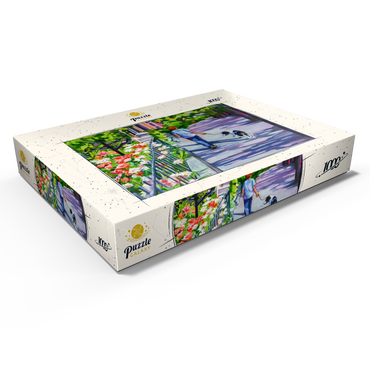 Morning Walk with Blooming Flowers 1000 Puzzle Schachtel Ansicht1