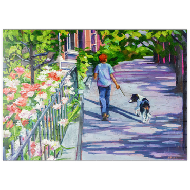 puzzleplate Morning Walk with Blooming Flowers 100 Puzzle