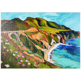 Darstellung des Puzzle Motivs Big Sur Küstenblick mit Brücke - Puzzleteile: 1000