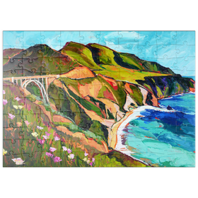 Darstellung des Puzzle Motivs Big Sur Küstenblick mit Brücke - Puzzleteile: 100