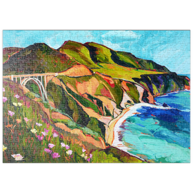 Darstellung des Puzzle-Motivs Big Sur Küstenblick mit Brücke – Puzzleteile: 500