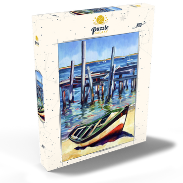 Rustic Rowboat on Tranquil Shore 100 Puzzle Schachtel Ansicht2