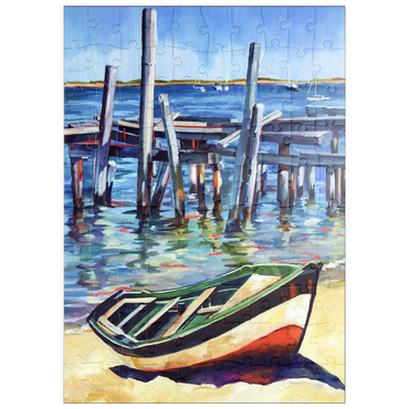 puzzleplate Rustic Rowboat on Tranquil Shore 100 Puzzle