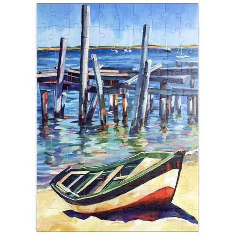 puzzleplate Rustic Rowboat on Tranquil Shore 100 Puzzle