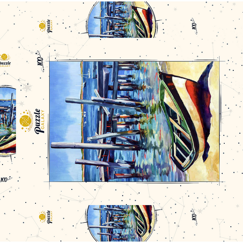 Rustic Rowboat on Tranquil Shore 100 Puzzle Schachtel 3D Modell
