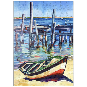 puzzleplate Rustic Rowboat on Tranquil Shore 200 Puzzle