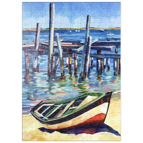 puzzleplate Rustic Rowboat on Tranquil Shore 200 Puzzle