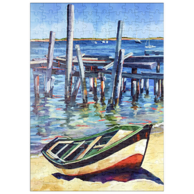 Darstellung des Puzzle Motivs Rustikales Ruderboot am ruhigen Ufer - Puzzleteile: 200