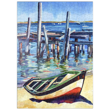 puzzleplate Rustic Rowboat on Tranquil Shore 500 Puzzle