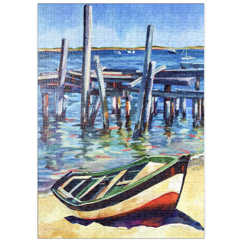 puzzleplate Rustic Rowboat on Tranquil Shore 500 Puzzle