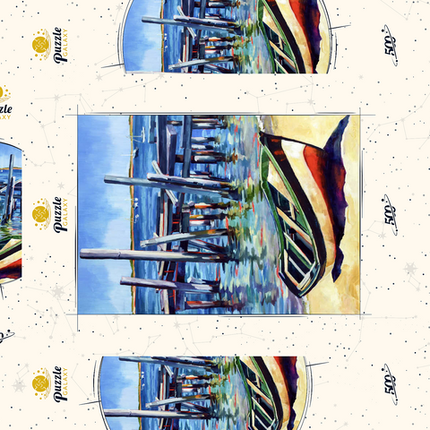 Rustic Rowboat on Tranquil Shore 500 Puzzle Schachtel 3D Modell