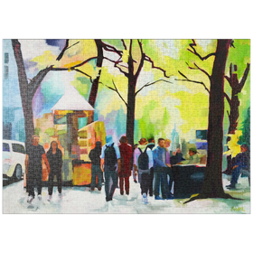 Darstellung des Puzzle Motivs Lebhafte Parkszene mit leuchtenden Farben - Puzzleteile: 1000