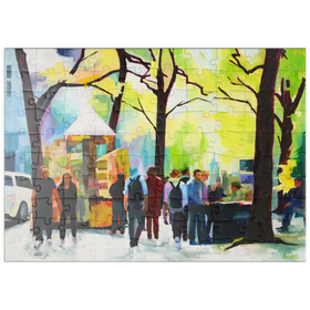 Darstellung des Puzzle Motivs Lebhafte Parkszene mit leuchtenden Farben - Puzzleteile: 100