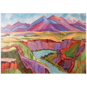 Darstellung des Puzzle Motivs Farbenfrohe Schlucht- und Berglandschaft - Puzzleteile: 1000