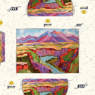 Vivid Canyon and Mountain Landscape 1000 Puzzle Schachtel 3D Modell