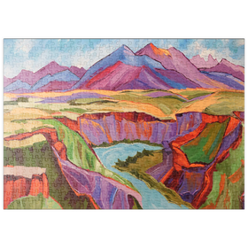 Darstellung des Puzzle-Motivs Farbenfrohe Schlucht- und Berglandschaft – Puzzleteile: 500